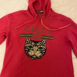 Design logo sequin cat hoodie